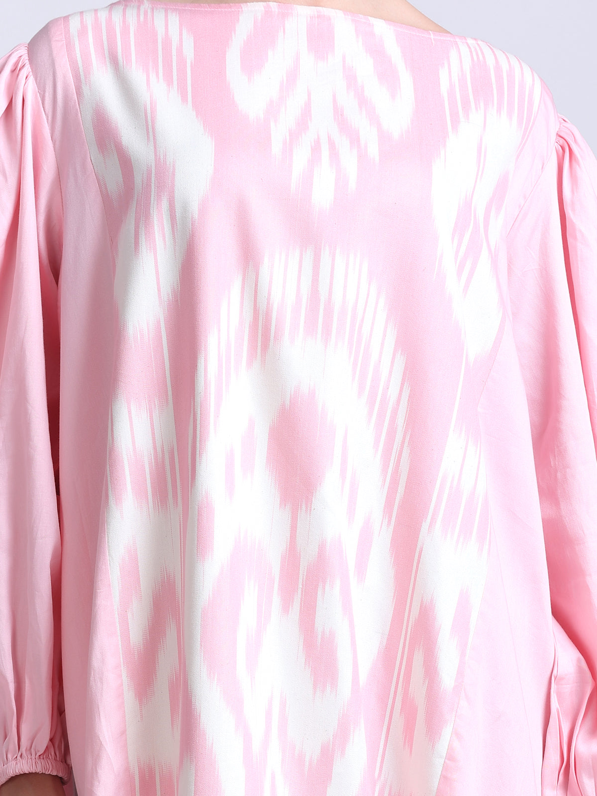 PINKS Uzbek Ikat Detailed Silk Cotton Dress