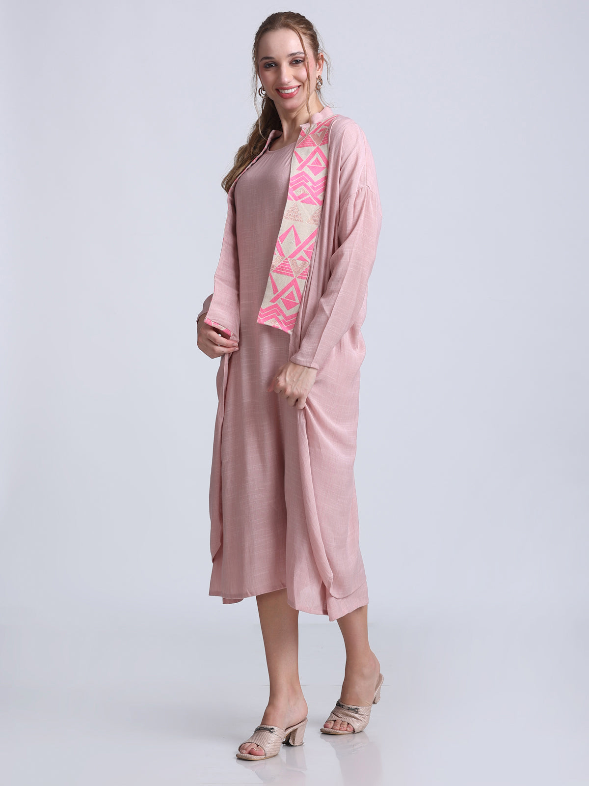 PINKS Set of Two Jacquard Detailed Dress Pink