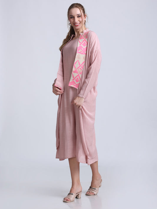 PINKS Set of Two Jacquard Detailed Dress Pink