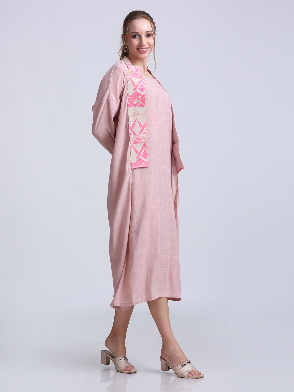 PINKS Set of Two Jacquard Detailed Dress Pink