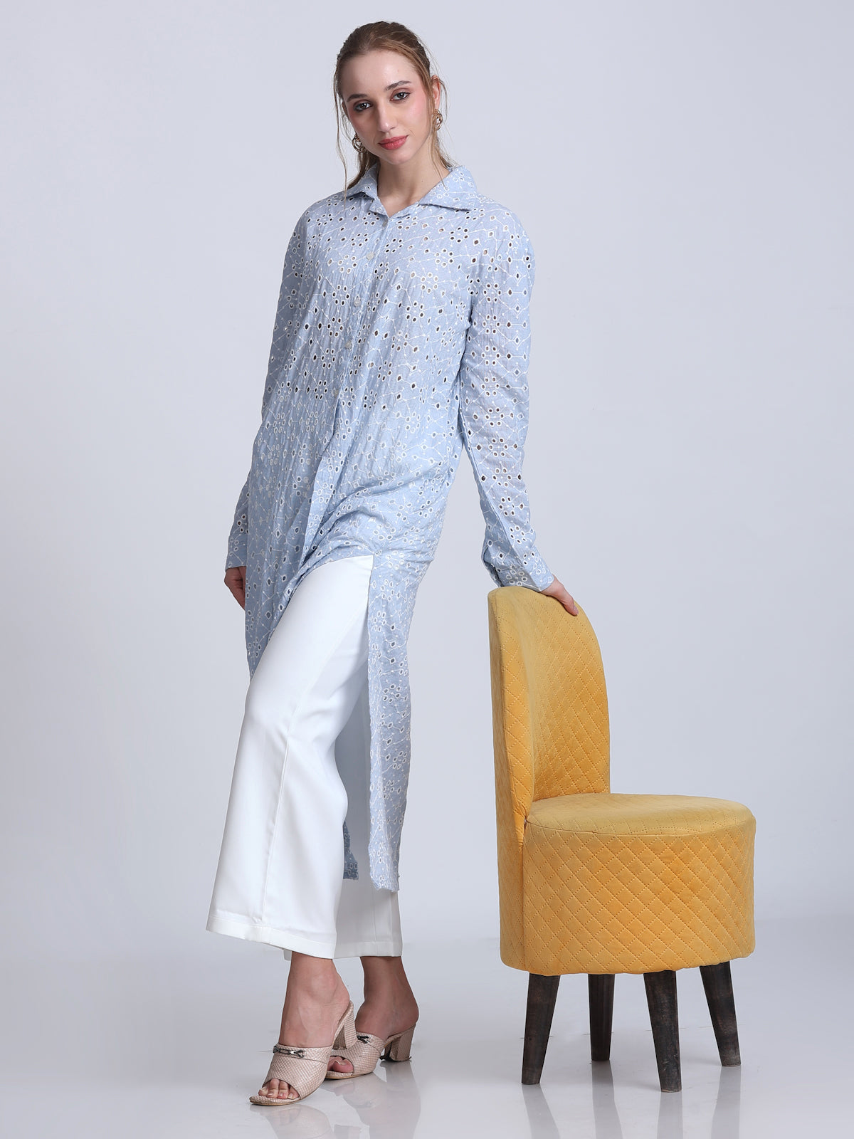 Coord Set Cotton Longline Shirt