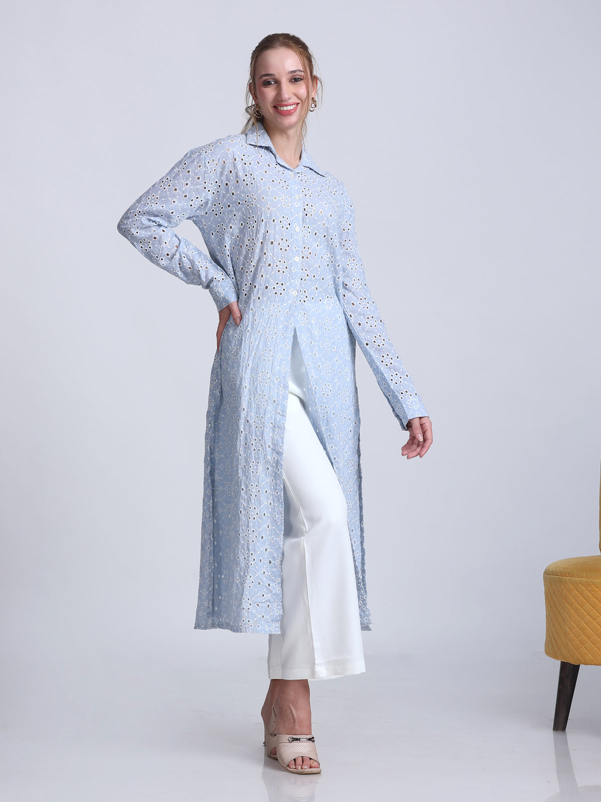 Coord Set Cotton Longline Shirt