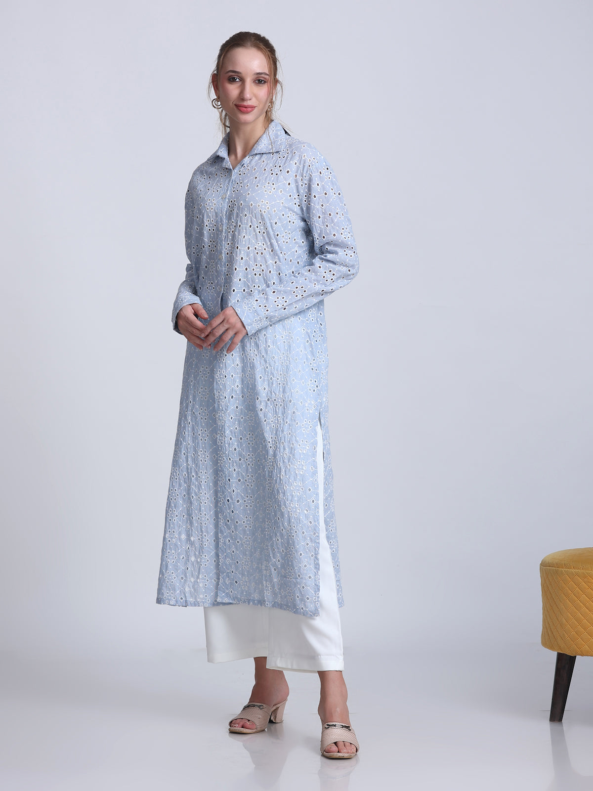 Coord Set Cotton Longline Shirt