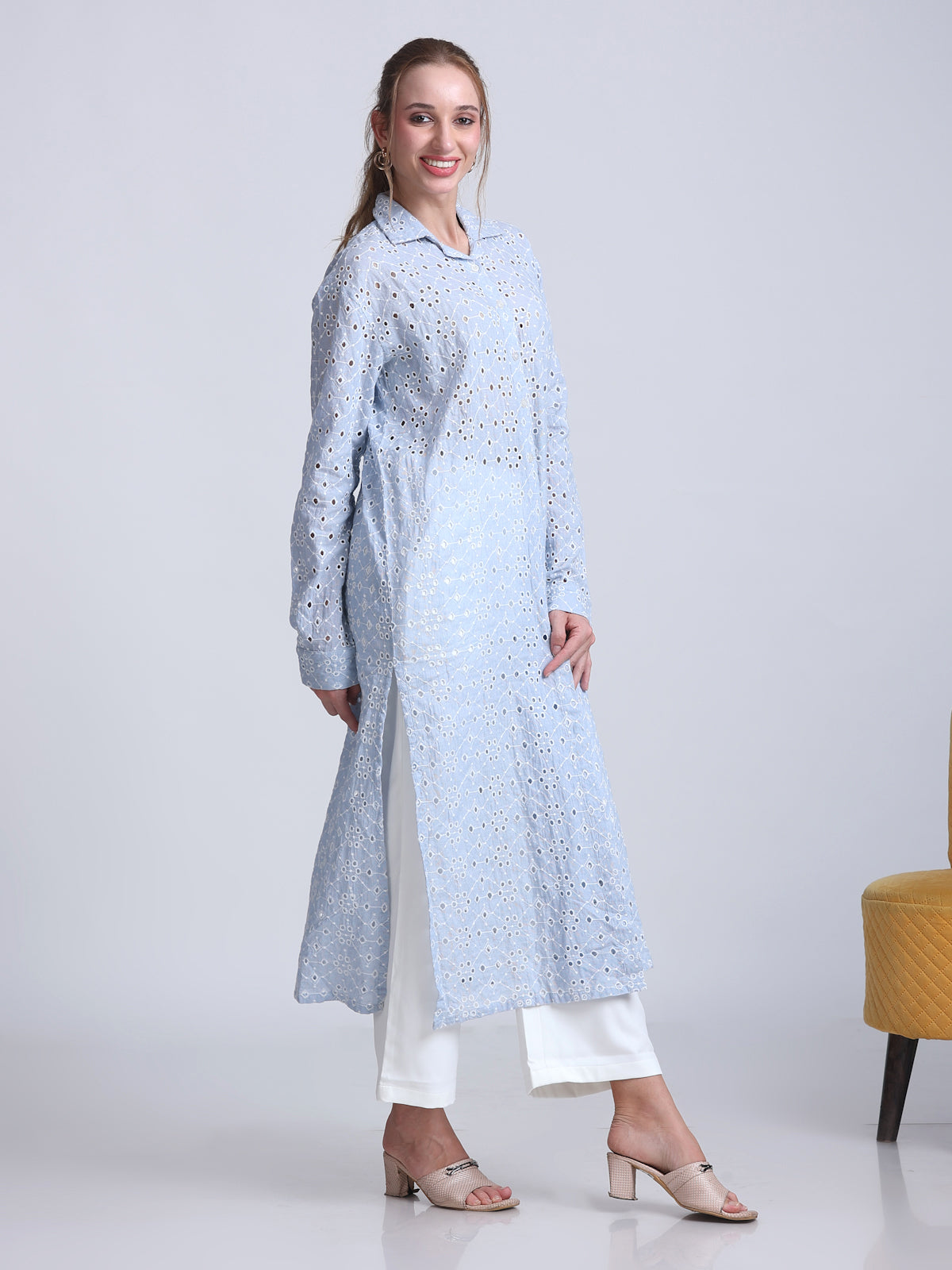 Coord Set Cotton Longline Shirt