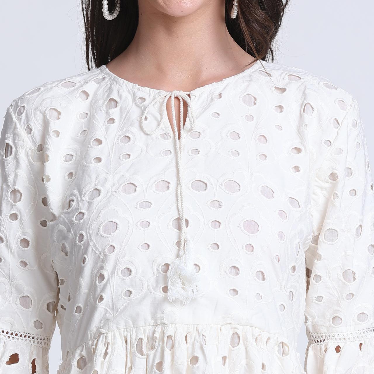 PINKS Hakoba Cotton Maxi Dress Long Off white